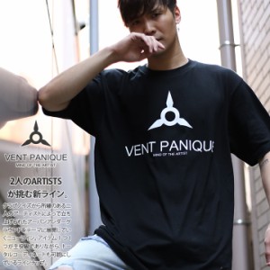 VENT PANIQUE Tシャツ 半袖 黒 ブラック 大きいサイズ ビッグシルエット ベントパニクー おしゃれ 手裏剣 ロゴ 定番ロゴ シンプル ワンポ