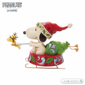 ジムショア スヌーピーオンスレイ ウィズ ウッドストック クリスマス ピーナッツ 6008956 Santa Snoopy in Dog Bowl Sled JimShore □