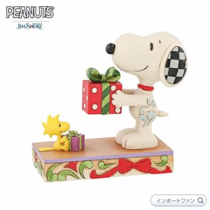 ジムショア スヌーピー ウッドストック プレゼント クリスマス ピーナッツ 6013047 Snoopy & Woodstock With Gift JimShore 