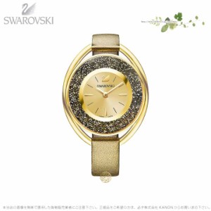 スワロフスキー クリスタルライン オーバル ウォッチ レザー ストラップ ブロンズ ゴールド 時計 5296314 Swarovski □