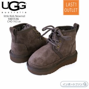 ラスト1点SALE UGG アグ  リトルキッズ Neumel レースアップ シープスキン ブーツ 1001516 チョコレート US6 14.5cm 即納 出産祝い ファ