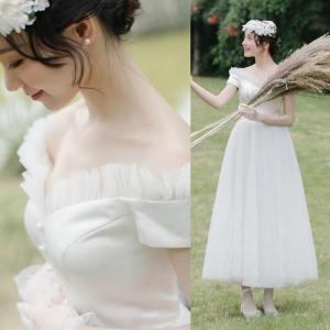 ウェディングドレス ミモレ丈 二次会 花嫁ドレス 結婚式 ドレス パーティードレス Aライン おしゃれ 個性的 可愛い ナチュラル カジュアの通販はau Pay マーケット Marmelo Sunnyday 商品ロットナンバー