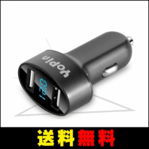 【送料無料】 電圧測定機能搭載 カーチャージャー 車載充電器 2ポート USB 2.1A