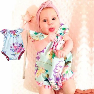 赤ちゃん服 花柄ワンピース ベビーロンパース カバオール  子供用 お誕生日服セット 女の子 1歳 2歳 