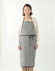 fog linen work フォグリネンワーク  リネンパイピングエプロン　白黒千鳥格子 BKCHE (LKA117-BKCHE)   fog フォグ エプロン かわいい シ