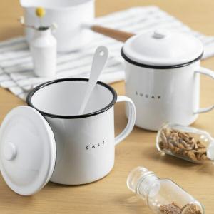 キャニスター フタ付きポット シュガー ソルト アクシス ホワイト AXCIS HS2730 HS2731 フタ付き 塩 砂糖 入れ ホーロー保存容器 キッチ