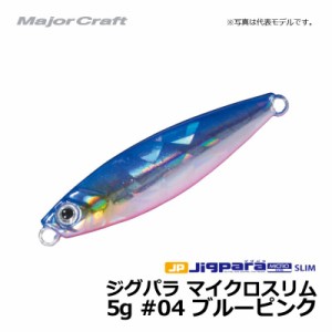 メジャークラフト ジグパラ マイクロスリム　5g / ライトショアジギング ジグ ジグパラ #04　ブルーピンク 5g