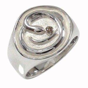 指輪 蛇 スネークリング メンズ 18金 ダイヤモンド 指輪 印台 ユニセックス【送料無料】