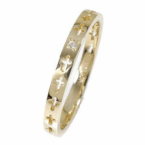 指輪 エタニティーリング クロス ダイヤモンド 10金 ピンキーリング メンズリング 指輪【送料無料】