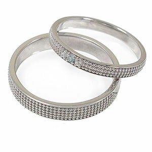 アクアマリン リング プラチナ マリッジリング 誕生石 ミルグレイン 2本セット 結婚指輪 ペアリング 指輪レディース メンズ セット価格