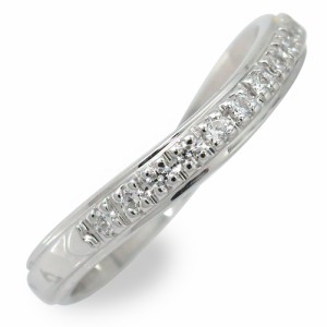 指輪 ハーフエタニティ リング プラチナ ダイヤモンド 0.22ct 指輪 ウェーブ ピンキー レディース【送料無料】