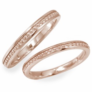 マリッジリング ペアリング 2本セット 18金 ピンクゴールド 指輪 誕生石 結婚指輪 レディース メンズ セット価格 ハート ミル ペアリング