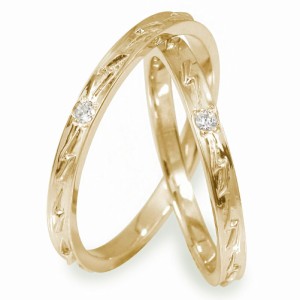 ペアリング マリッジリング 2本セット イエローゴールド ダイヤモンド 結婚指輪 18金 レディース メンズ セット価格 サンダー ペアリング