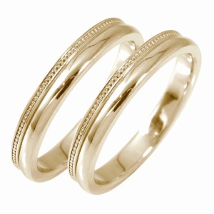 ペアリング マリッジリング 結婚指輪 2本セット イエローゴールド アンティーク調 10金 ミル  メンズ  メタリック 宝石無し k10