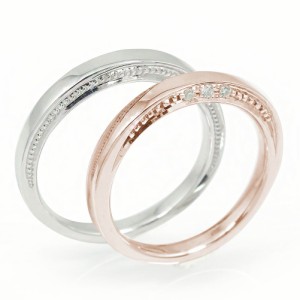 ダイヤモンド ペアリング マリッジリング 2本セット 誕生石 結婚指輪 ホワイトゴールド ピンクゴールド 10金  メンズ セット価格