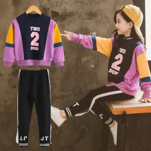 子供服 ジャージ 上下セット スウェット セットアップ 長袖パーカー 長パンツ 女の子 キッズ ジュニア トレーニングウェア スポーツウェ
