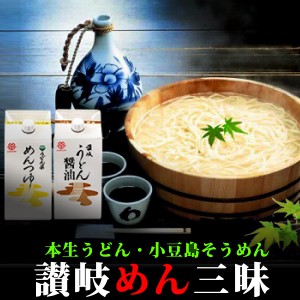 本生 讃岐うどん ・ 小豆島 オリーブそうめん 讃岐めん三昧セットＢ 送料無料 (条件つき)