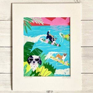 Kim Sielbeck キム シエルベック アート 絵画 ハワイ （Surfing Dogs サーフィン ドッグ） ハワイアン インテリア プリント アーティスト