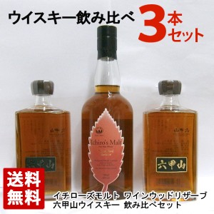 【送料無料】イチローズモルト ワインウッドリザーブ 六甲山ウイスキー 飲み比べ3本セット  ウイスキーセット