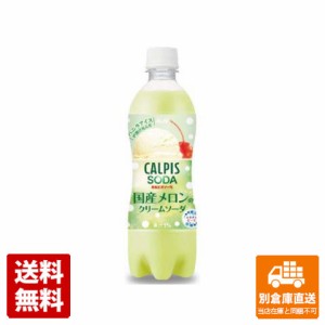 アサヒ カルピスソーダ 国産メロンクリームソーダ 500ml x 24  【送料無料 同梱不可 別倉庫直送】