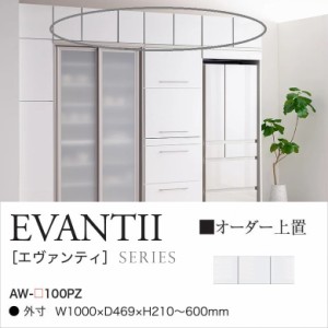 上置 幅100cm エヴァンティ 開き戸 扉ラッチ オーダー高さ21cm-60cm 綾野 キッチン家具 壁面収納 耐震パネル付 AW-100PZ AK