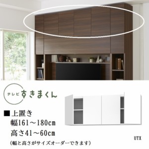 上置き テレビ すきまくん 幅161-180cm 板戸 高さ41-60cm 1センチ単位でオーダー 開き扉 耐震ラッチ 天井突っ張り 壁面収納 LSD-UTX