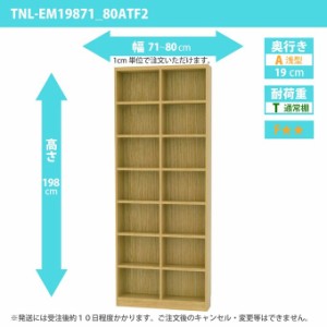 タナリオ 幅71カラ80cm 奥行19cm 整理収納 高さ198 奥浅 ワイドシェルフ オーダーラック 書庫 DVD 多目的棚 TNL-EM19871_80ATF2