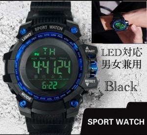 2 腕時計 スポーツ腕時計　時計　デジタル式  LED デジタル腕時計　デジタル 自転車　スポーツ  アウトドア キャンプ　ランニング 男女兼