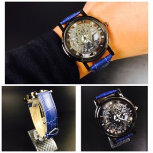 3 腕時計 メンズ ステンレススチール 高品質 レザー 革 ベルト アナログ クォーツ ビジネス ウォッチ ギリシャ文字 時計 の通販はau
