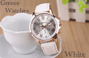 4 腕時計 時計　ギリシャ文字 アナログ メンズ クォーツ 時計 高品質 レザー ファッション時計 オシャレ ウォッチ ホワイト