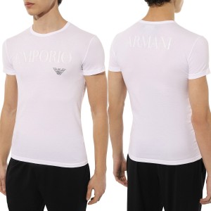 送料無料 70 EMPORIO ARMANI エンポリオアルマーニ 111035 CC716 ホワイト Tシャツ ロゴ 半袖