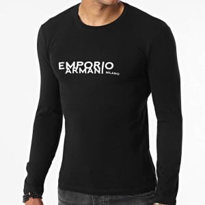 送料無料 48 EMPORIO ARMANI エンポリオアルマーニ 111023 2F725 ブラック Tシャツ 長袖 ロゴ