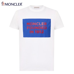 送料無料!!146 MONCLER モンクレール 8C74610 8390Y ホワイト ロゴ クルーネック 半袖 Tシャツ