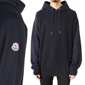 送料無料 54 MONCLER モンクレール 9C00019 V9168 ネイビー ロゴ パーカー フーディ