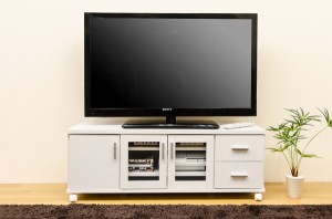 TREVIS　収納TVラック テレビ台 テレビボード 【幅120cm/37型〜52型対応】】扉収納/引出し収納付きHIT-08 ホワイト（WH）