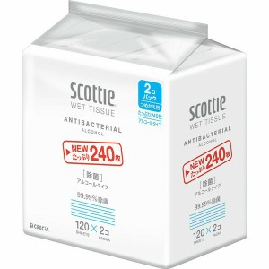 スコッティ ウェットティッシュ 除菌 アルコールタイプ つめかえ用 120枚 2コパック 77019 スコッティ scottie ウェットティシュー ウェ
