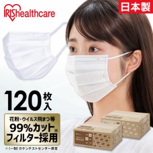 マスク 不織布 日本製 国産 アイリスオーヤマ プリーツマスク 120枚入り PN-NC120 全2サイズ ふつう 小さめ 大容量 飛沫 ウイルス 感染 