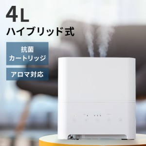 ★10％OFFｸｰﾎﾟﾝ有り！★ 加湿器 卓上 おしゃれ 4L ハイブリッド加湿器 超音波 スチーム Hanx-Home ホワイト HA-H04W ハイブリッド式