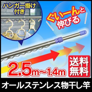 物干し竿 屋外 物干し 洗濯干し 物干し竿 オールステンレス物干し竿 ハンガー掛付き N-ASU-260H 送料無料 物干し竿 ステンレス ものほし