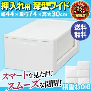 ★13日24h限定全品P5倍★押入れ収納 引き出し 衣装ケース 送料無料 チェスト SG-LDW ホワイト（奥行74cm/深型/ワイドタイ