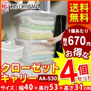 【4個セット】クローゼット キャリー AA-530 奥行53cm コロ付き 収納ボックス フタ付き 衣装