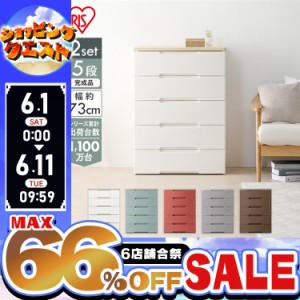 ★姉妹店合同！最大66％OFFセール開催中★【2個セット】 チェスト たんす 棚 アイリスオーヤマ 収納ケース 収納ボックス チェスト 5段 HG