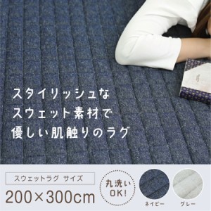 ラグ カーペット 3.5畳 3.5帖 ラグマット 生地 スウェット スウェットラグ 200×300 SWR-2030 ホットカーペット対応 床暖房対応 丸洗いOK