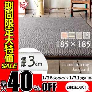 ★期間限定セール開催★ラグ 2畳 厚手 極厚 ラグマット カーペット 185×185 ジャガード ACRJ-1818E G ホットカーペット 床暖房対応 極厚