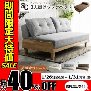 ★期間限定セール開催★ソファ ソファー ソファーベッド ソファベッド 北欧風ソファベッド 3P シングル SCSB-3 代引不可 ベッド リクライ