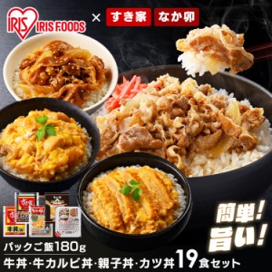 パックご飯 お試しセット 牛丼の具5食＋牛カルビ丼の具5食＋親子丼の具5食＋カツ丼の具4食 パックご飯 180g×24パック 牛丼 牛カルビ丼 