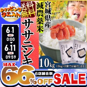 ★6店舗合祭！最大66％OFFセール開催中★【令和5年産】ササニシキ 10kg 減農薬米 宮城県産ササニシキ(5kg×2袋) こめ 10キロ ささにしき 