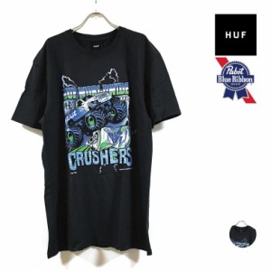 HUF ハフ × Pabst Blue Ribbon パブストブルーリボン コラボ CRUSHERS WASHED 半袖 Tシャツ メンズ 送料無料 hufworldwide イラスト プ