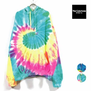 The Colortone カラートーン tie dye hoodie sweat タイダイ染め プルオーバー パーカー 長袖 メンズ 送料無料 8.5オンス 総柄 ロングス