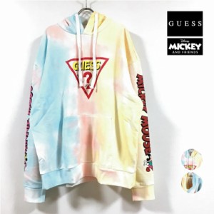 GUESS ゲス × Mickey & Friends Collection ミッキー ＆ フレンズ コラボ Triangle Logo Hooded Parka パーカー 長袖 メンズ 送料無料 